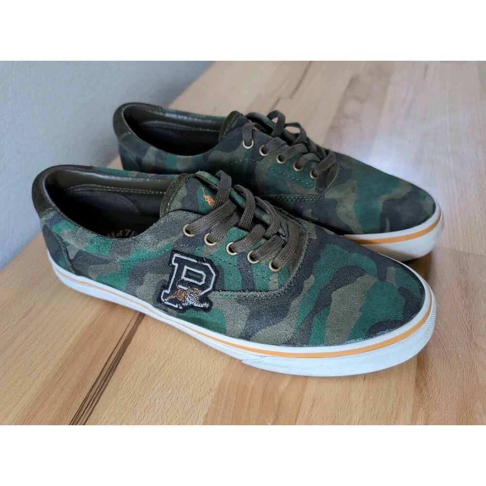 Polo Ralph Lauren Thorton III Camo Canvas Lace up Sneakers Men Size 8.5 D